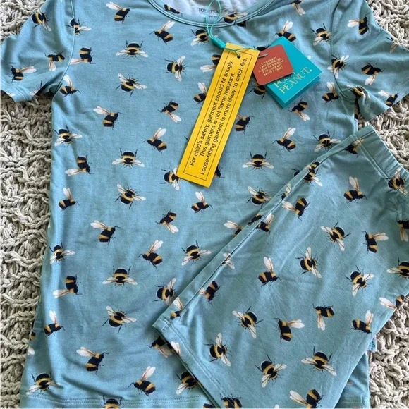 NEW Posh Peanut BEES 2pc Pajamas Shorts Set Size 5-6 Bamboo - Picture 1 of 8